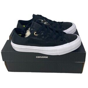 Converse All Star II OX Women’s Size 5.5 Sneaker Skate Shoes Black Leather